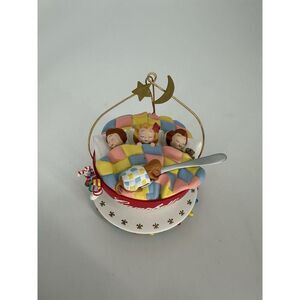 1993 Campbells Soup Kids Collectible Christmas Ornament Sleeping In a Bowl w/Dog